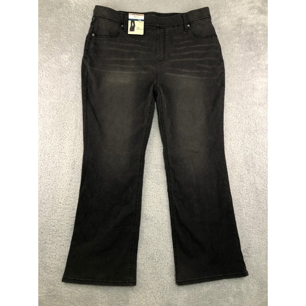 Terra & Sky Jeans Women 1X (38x29.5) Black NWT Bootcut Pull On High Rise